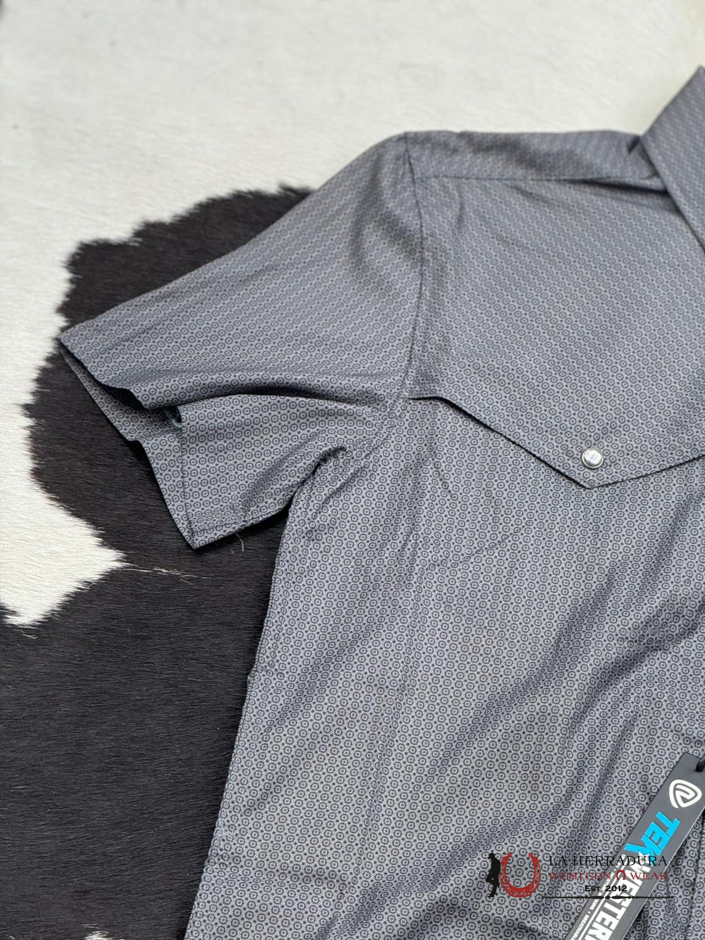 Rock&Roll Charcoal Micro Geo Tek Snap Short Sleeve Ropa Hombres