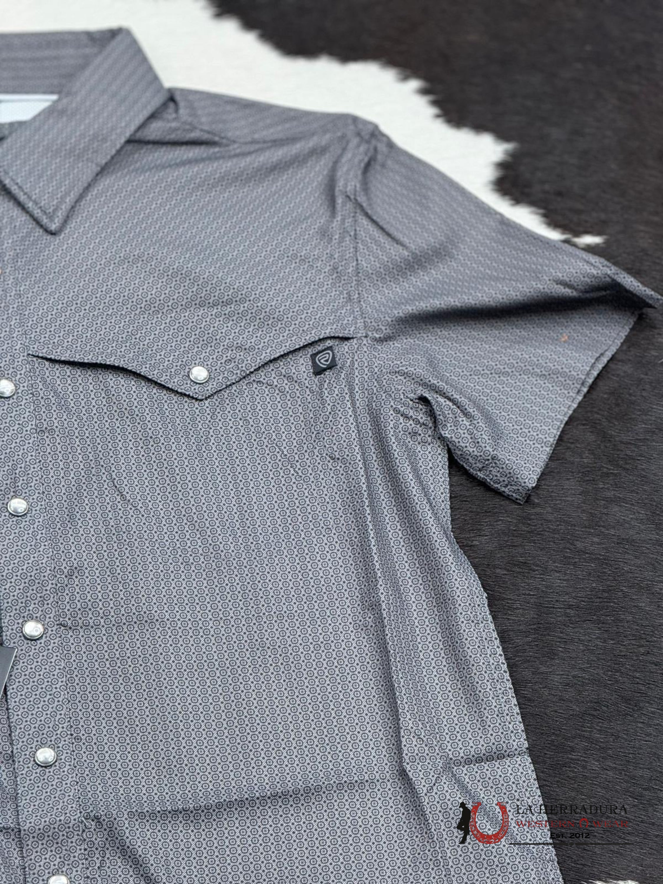 Rock&Roll Charcoal Micro Geo Tek Snap Short Sleeve Ropa Hombres