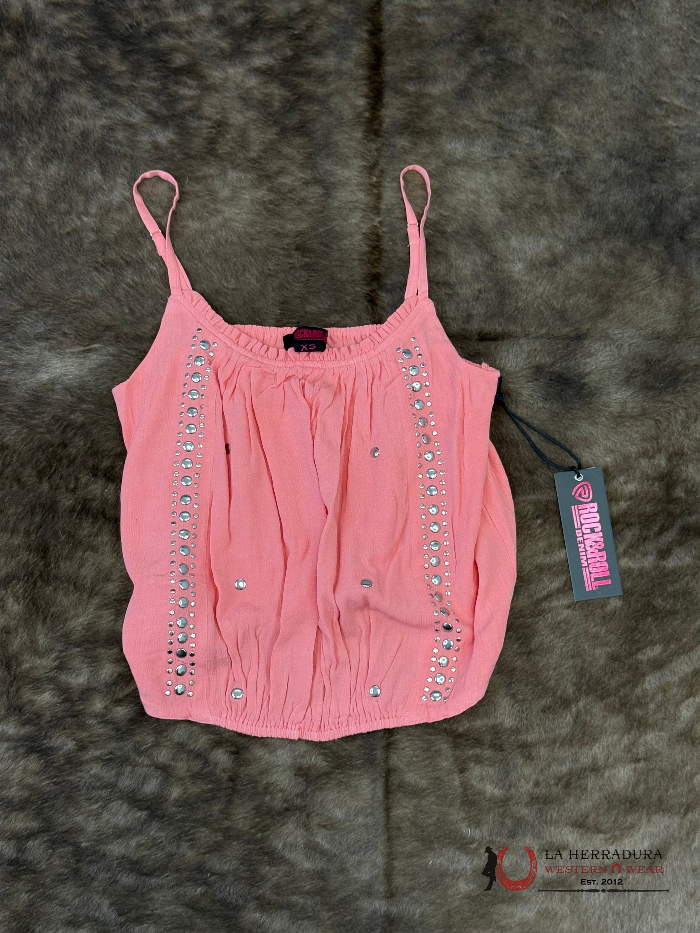 Rock&Roll Coral Stuffed Gathered Cami Tank Top Shirt - 5899 ROPA MUJERES