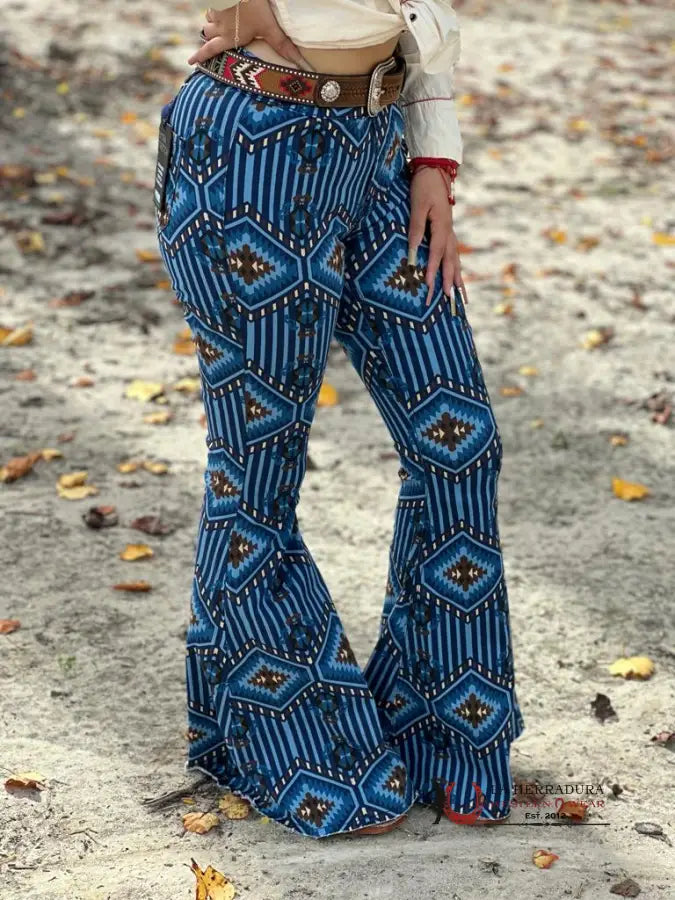 Rock&Roll Dark Blue Aztec Flare Jeans Jeans Women