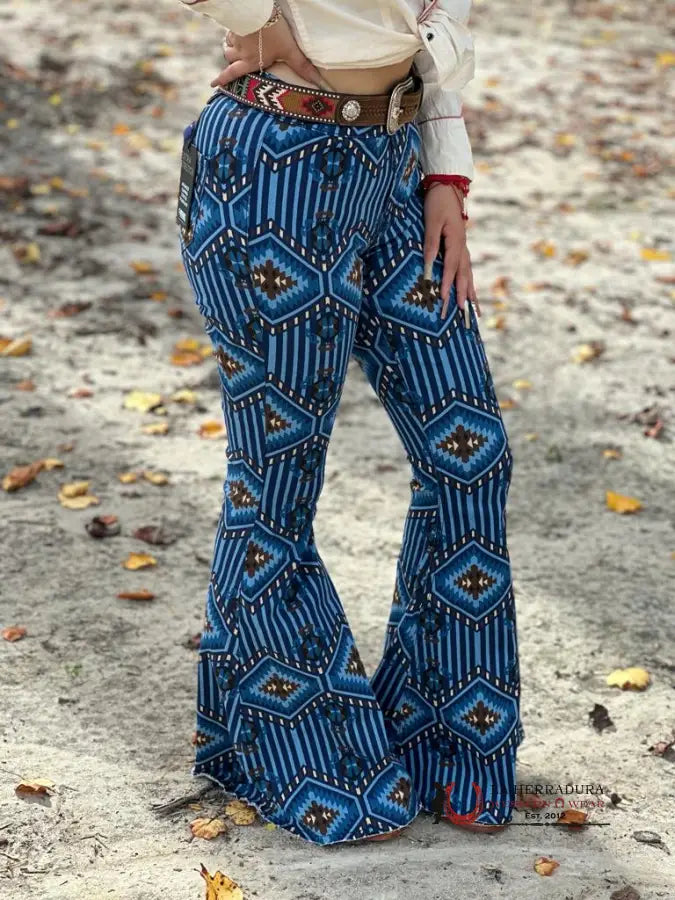 Rock&Roll Dark Blue Aztec Flare Jeans Jeans Women