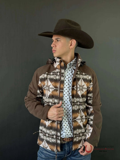 CHAQUETA SOFTSHELL AZTECA ESTAMPADA MARRÓN OSCURO POWDER RIVER PRM092RZY6