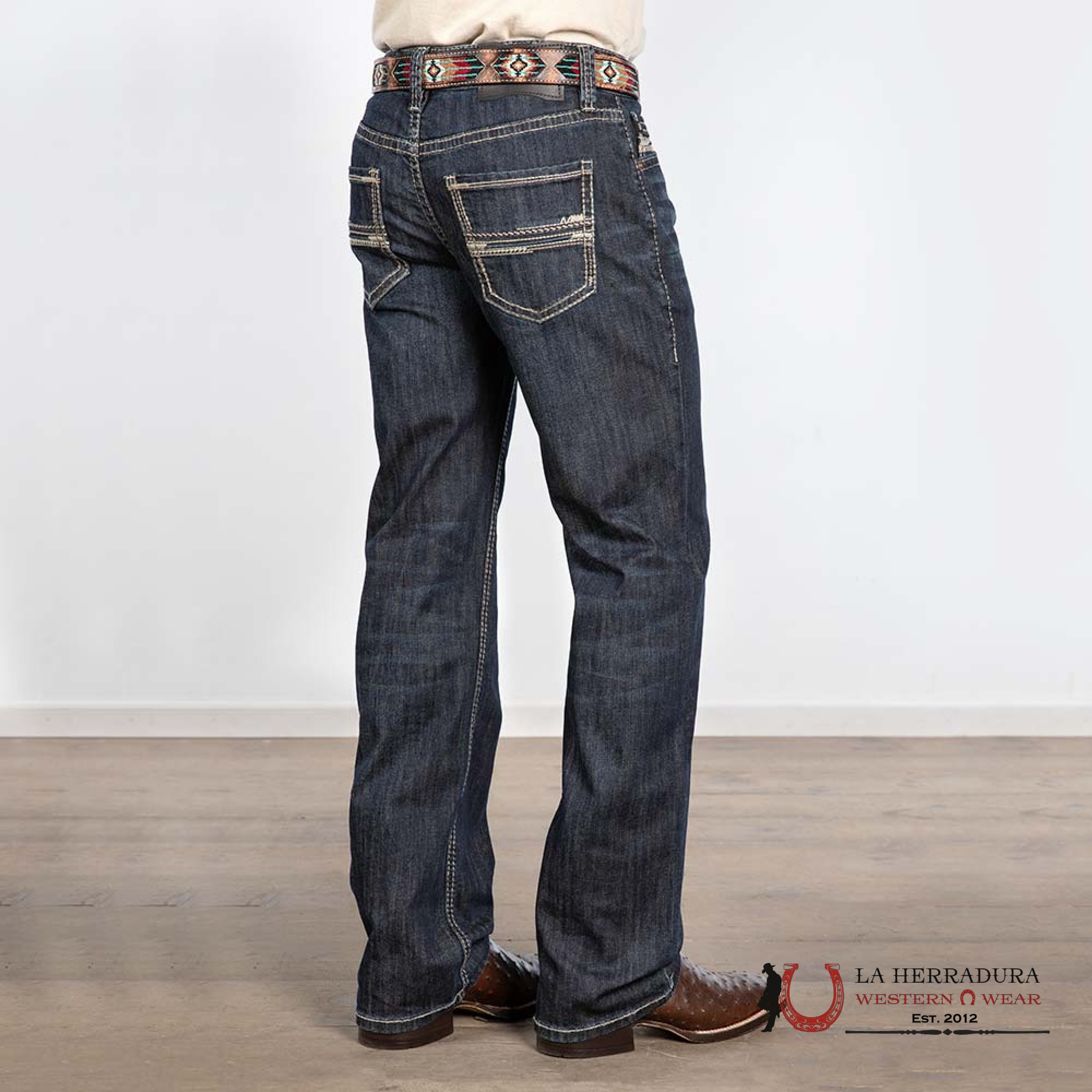 ROCK & ROLL DENIEM LADDER STITCH EMB DARK DOUBLE BARREL- BMTBD05556 ROPA HOMBRES