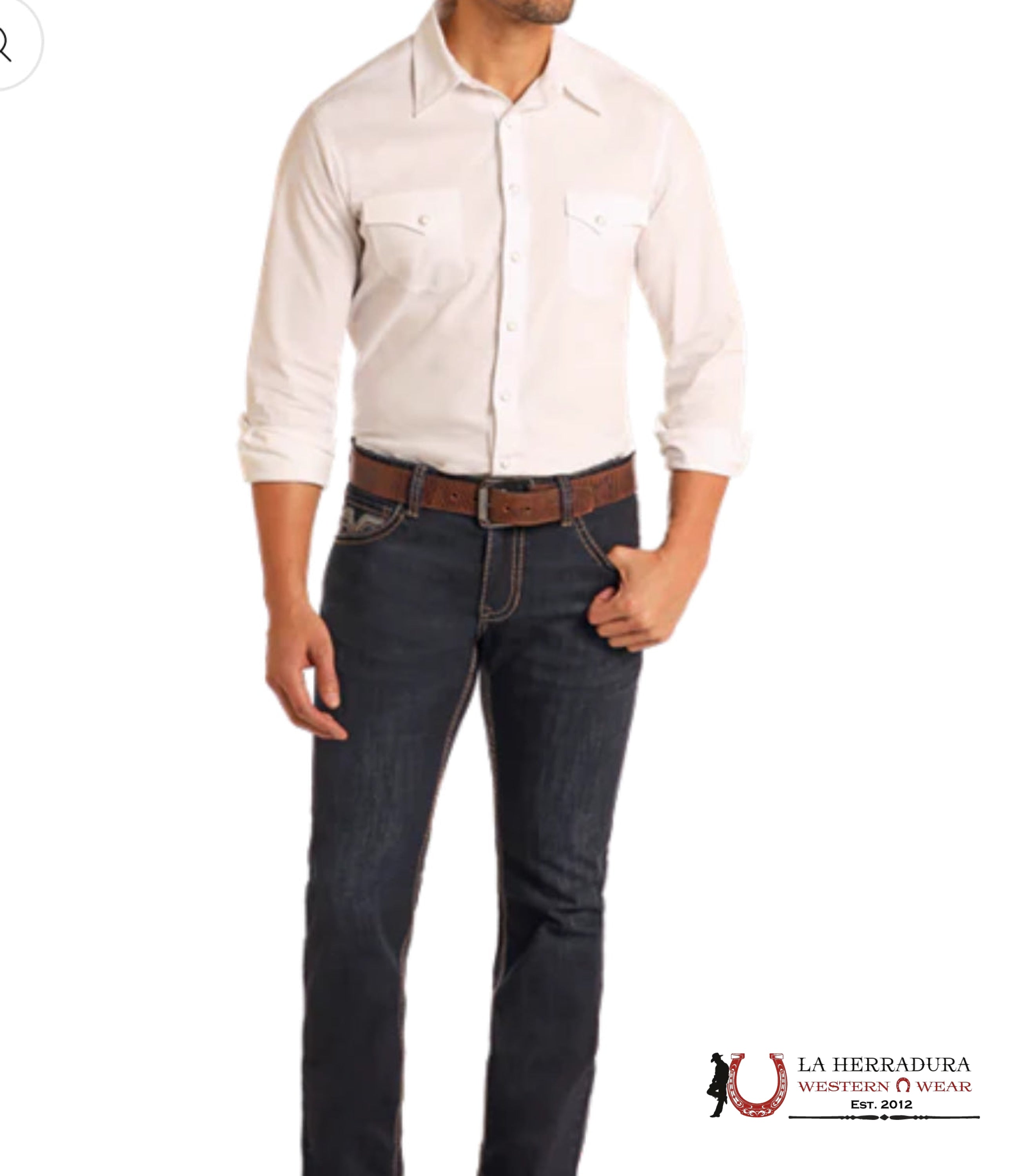 ROCK & ROLL DENIEM LADDER STITCH EMB DARK WASHINGTON RIFLE SKINNY- BM2MD05581 ROPA HOMBRES