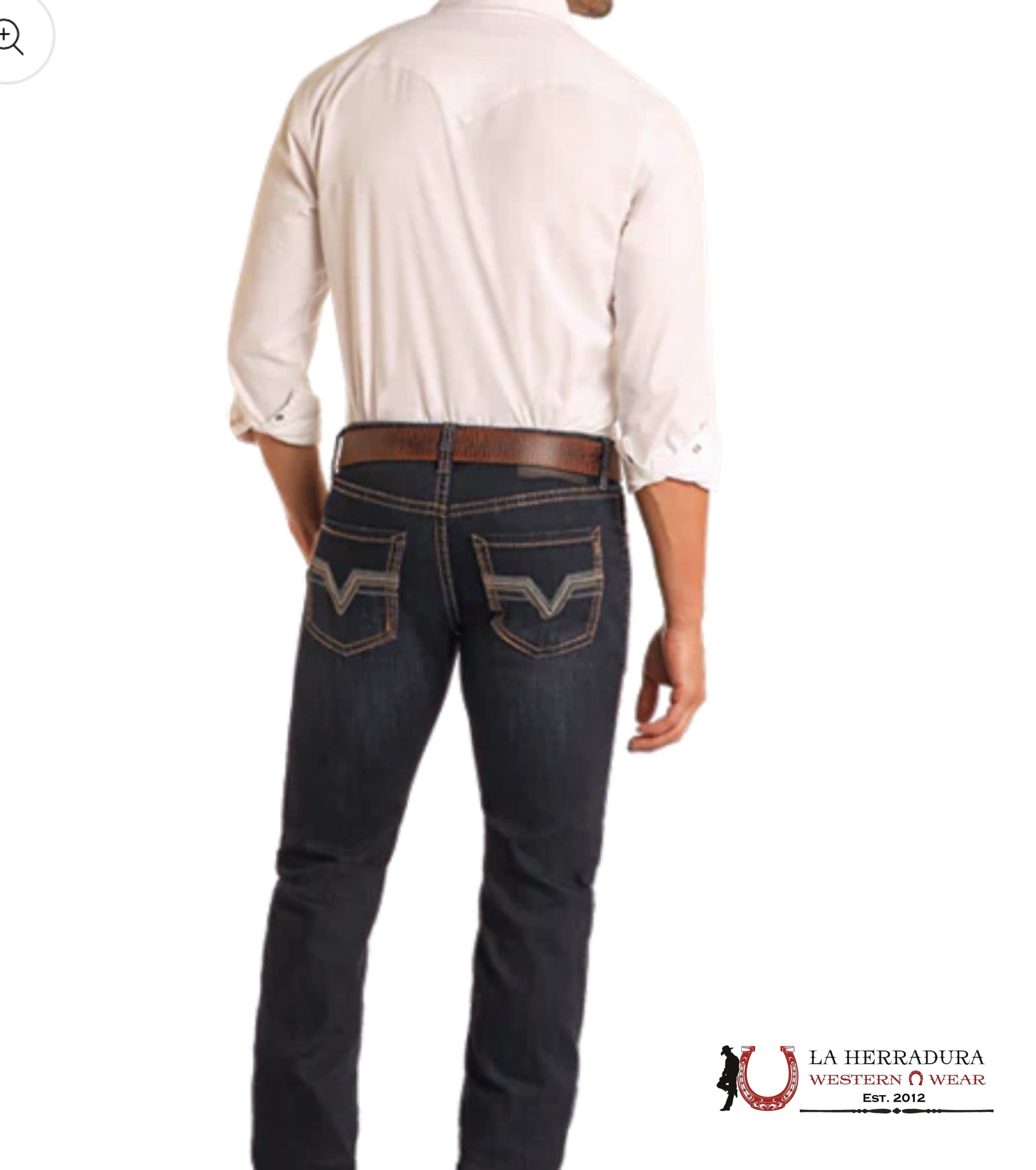 ROCK & ROLL DENIEM LADDER STITCH EMB DARK WASHINGTON RIFLE SKINNY- BM2MD05581 ROPA HOMBRES