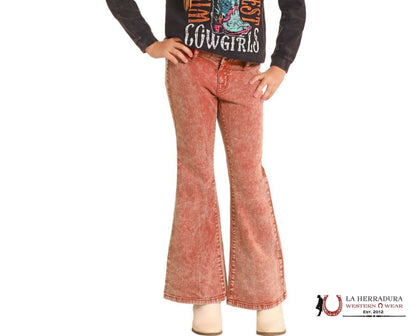 Rock & Roll Denim Girl's Rust Button Flare BG6PD04758