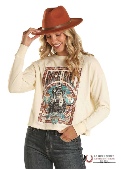 Rock & Roll Denim Guitar Graphic Pullover BW91T02062