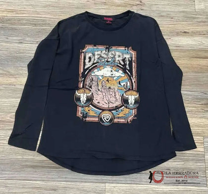 Rock&Roll Denim Ladies Long Sleeve Graphic T-Shirt BW22T02713