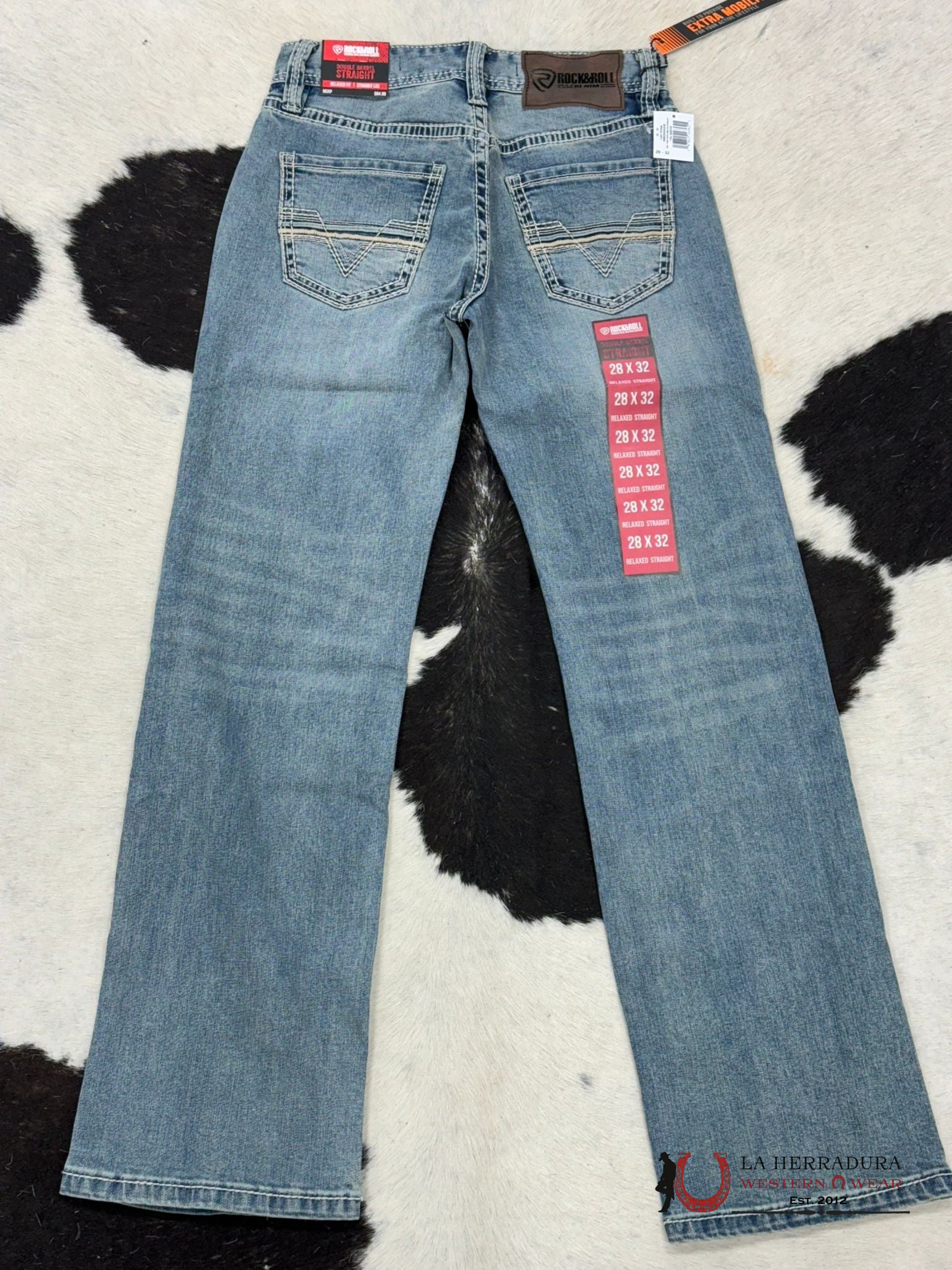 Rock&Roll Denim Light Vintage Two Tone Rope Embroidered Double Barrel Relaxed Straight Ropa Hombres