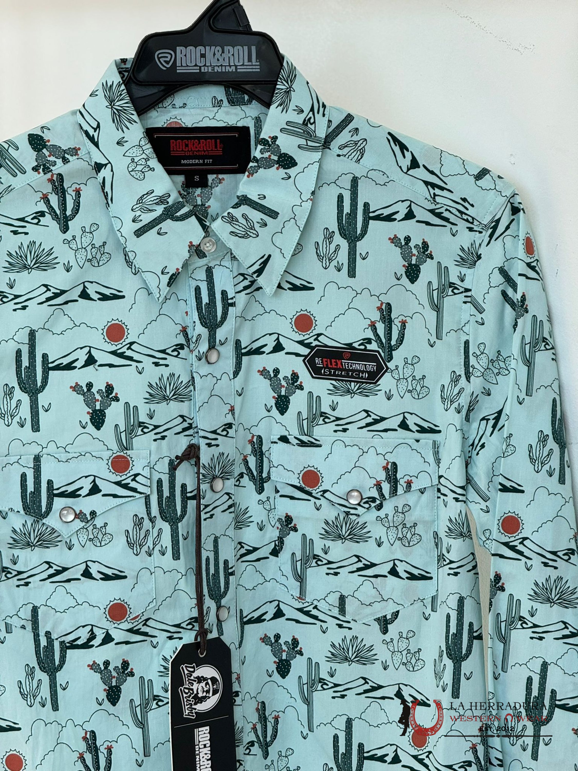 Rock&Roll Denim Long Sleeve Shirt Mint Cactus Ropa Hombres