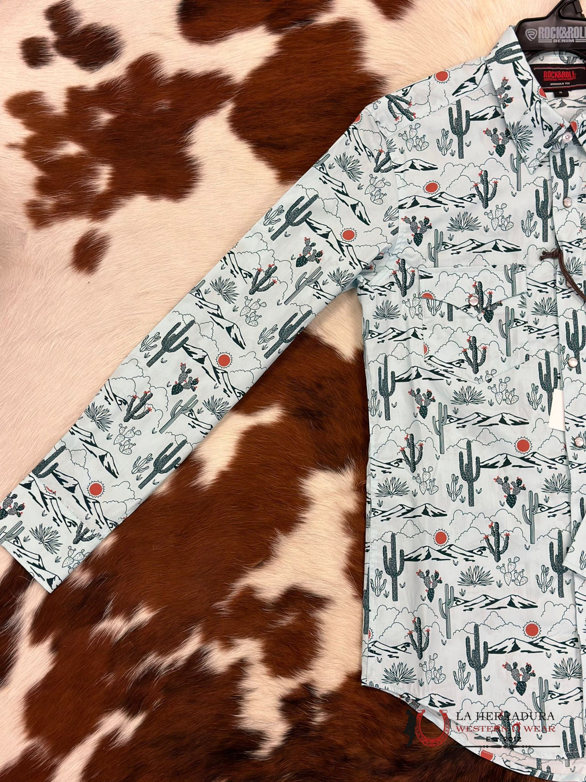 Rock&Roll Denim Long Sleeve Shirt Mint Cactus Ropa Hombres