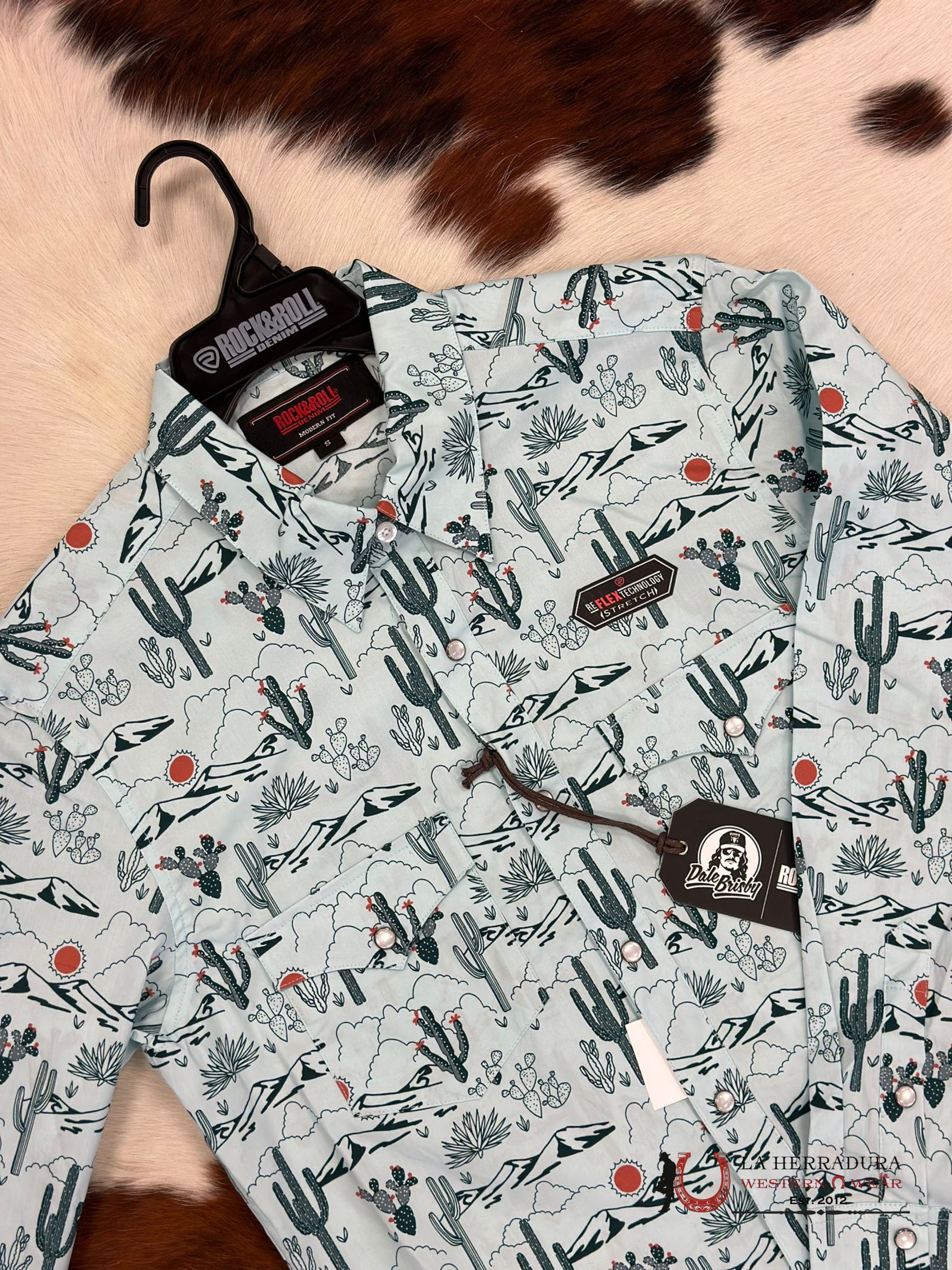 Rock&Roll Denim Long Sleeve Shirt Mint Cactus Ropa Hombres