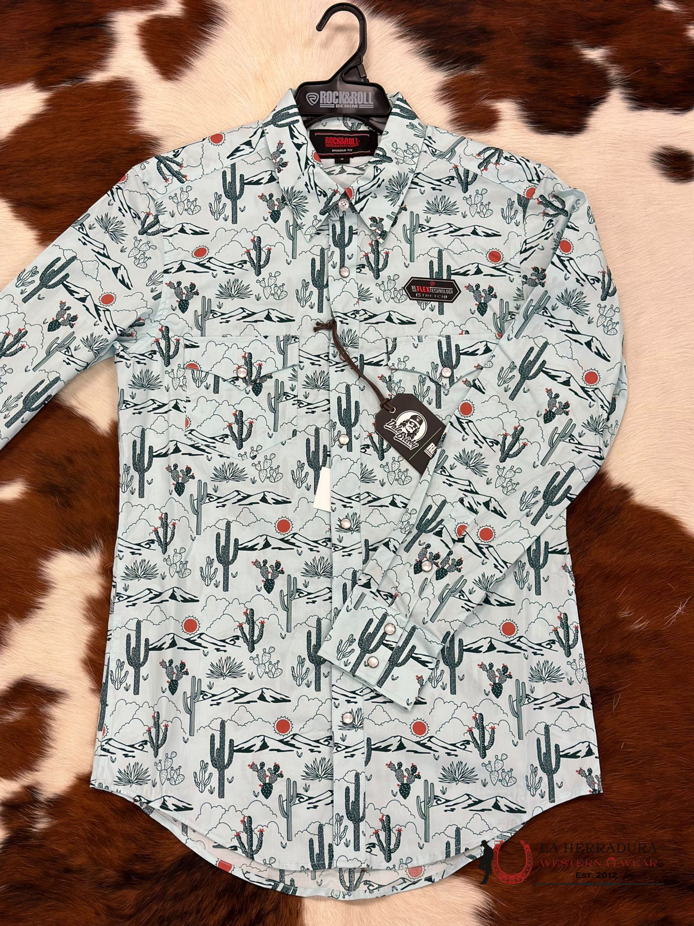 Rock&Roll Denim Long Sleeve Shirt Mint Cactus Ropa Hombres