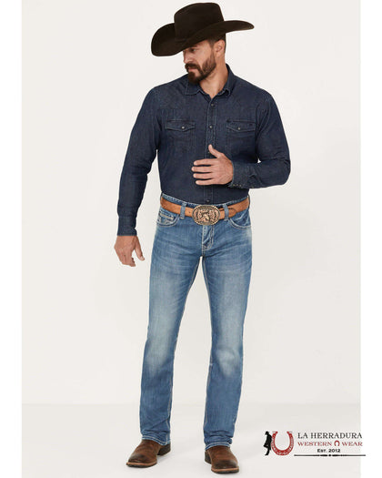 ROCK&ROLL DENIM AZUL MEDIO VINTAGE BORDADO DE CUERDA COSTURAS PUNTADAS RIFEL SKINNY RRMD2MR1IJ