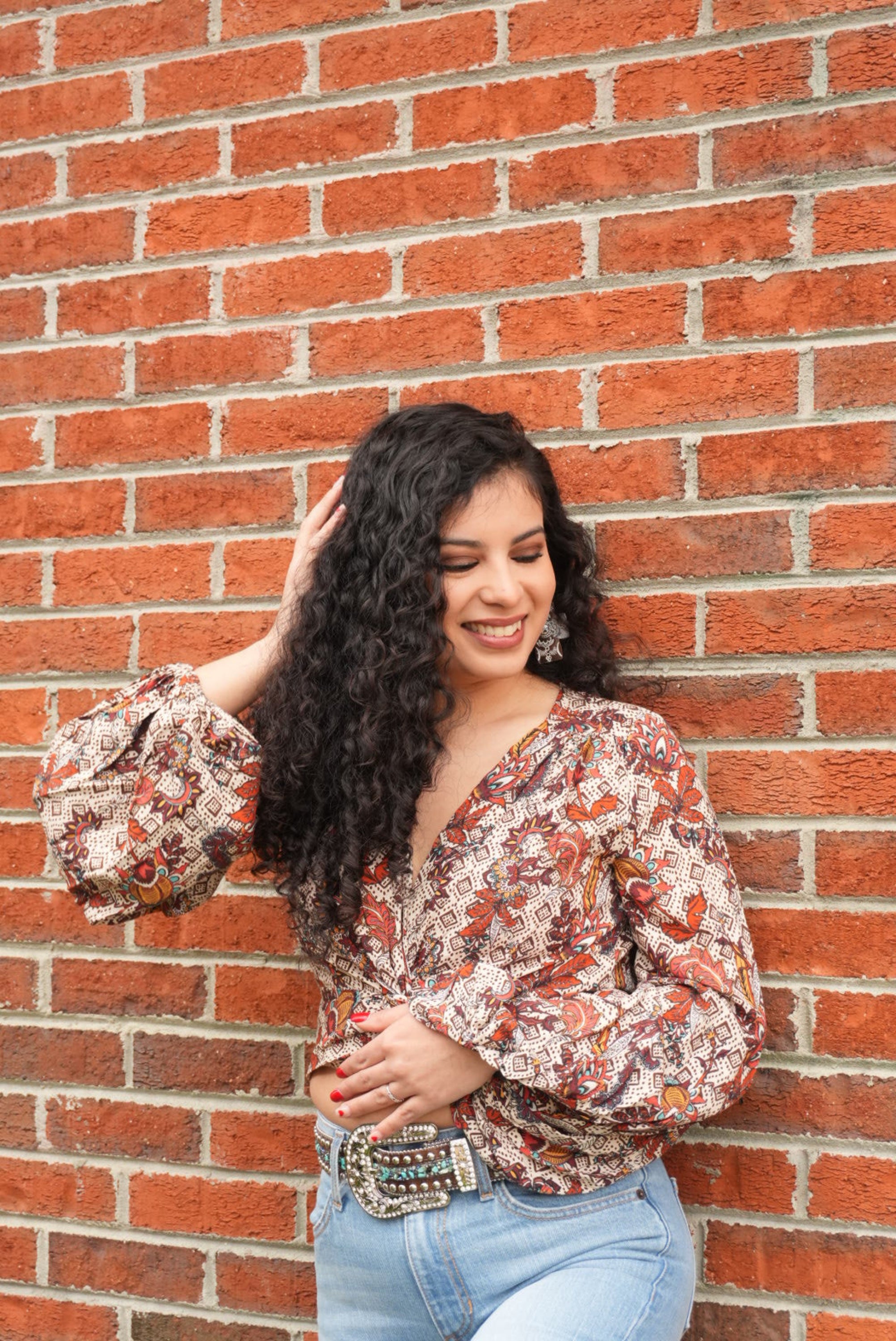 ROCK&ROLL DENIM TOP FLORAL EVRU RED BEIGE ROPA MUJERES