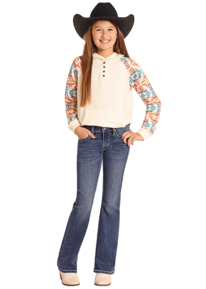 ROCK&ROLL GIRLS COWHIDE EMB BOOTCUT MEDIUM WASH BG4MD04798