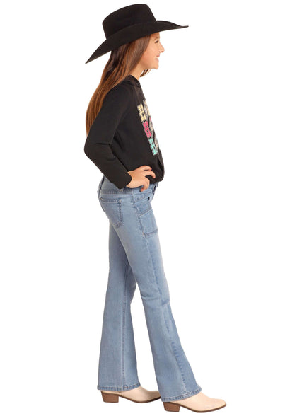 Rock&Roll Girls Detail pocket  Bootcut Light Wash BG4MD04766