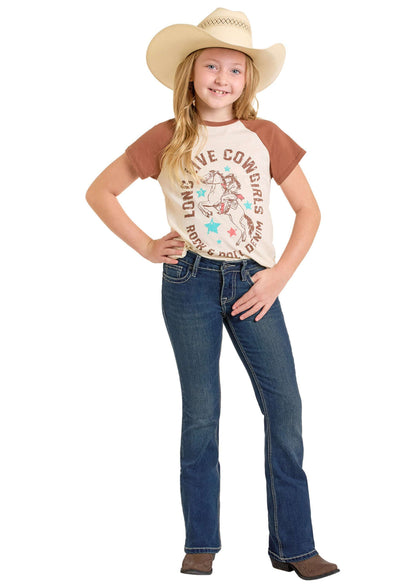 ROCK&ROLL GIRLS JEANS DARK VINTAGE STAR EMB BOOTCUT BG4MD06417