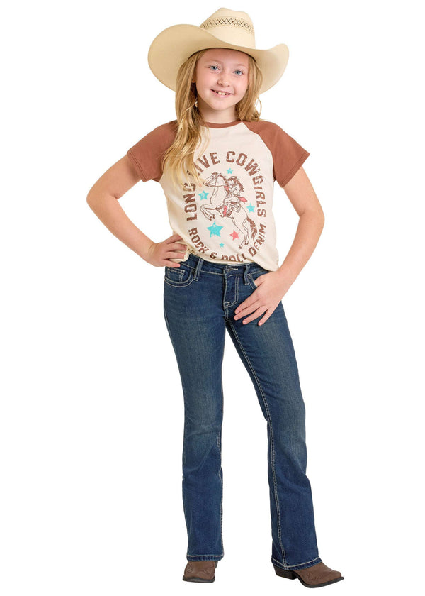 ROCK&ROLL GIRLS JEANS DARK VINTAGE ESTRELLA BORDADA CORTE BOTA BG4MD06417