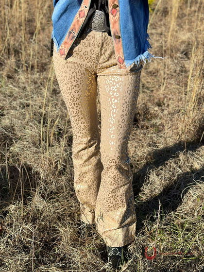 Jeans Acampanados ROCK&ROLL Estampado Guepardo Dorado RRWD6HR0GV