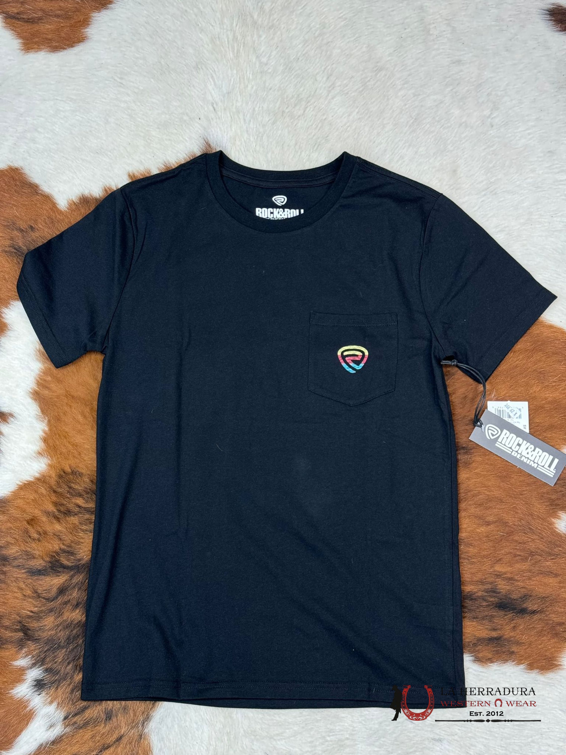 Rock&Roll Graphic Tee Multicolor Mountain Black Short Sleeve T-Shirt Ropa Hombres