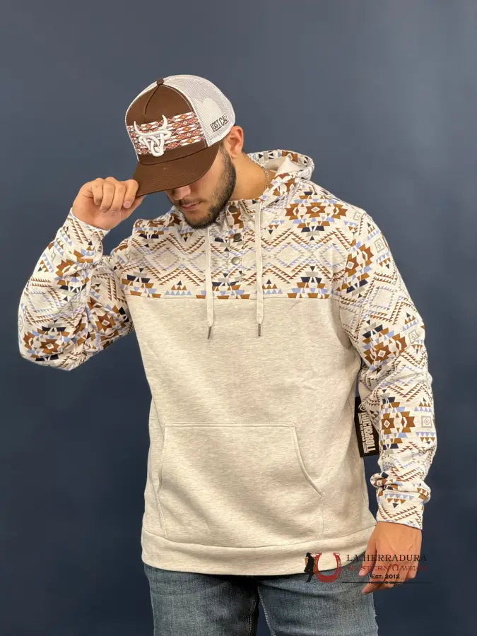 Rock & Roll Heather Light Grey Printed Hoodie- 8340 Ropa Hombres