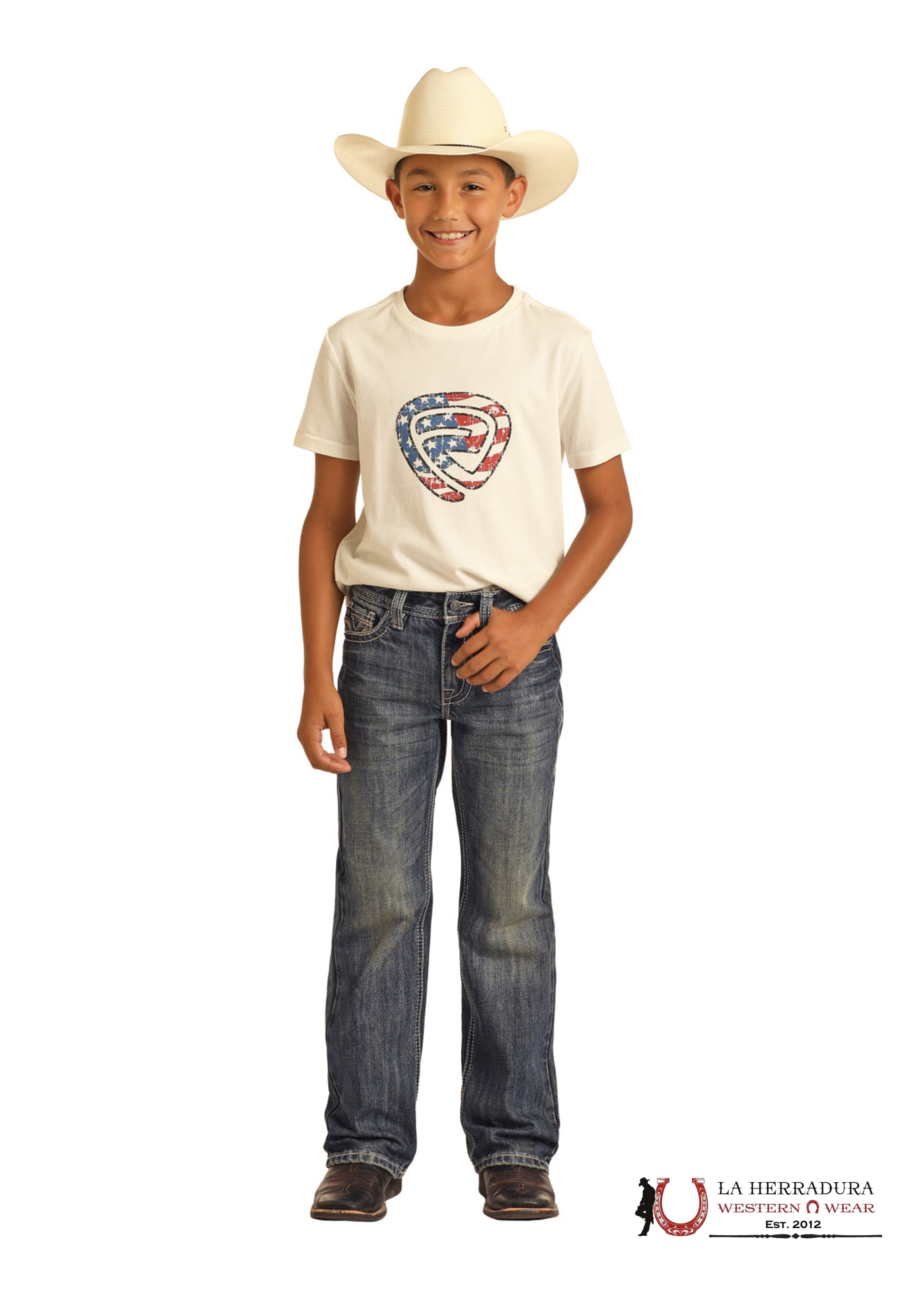 ROCK&ROLL JEANS BOYS BB GUN MEDIUM VINTAGE LADDER STITCH EMB REGULAR FIT/BOOTCUT BB0BD04374 NIÑOS