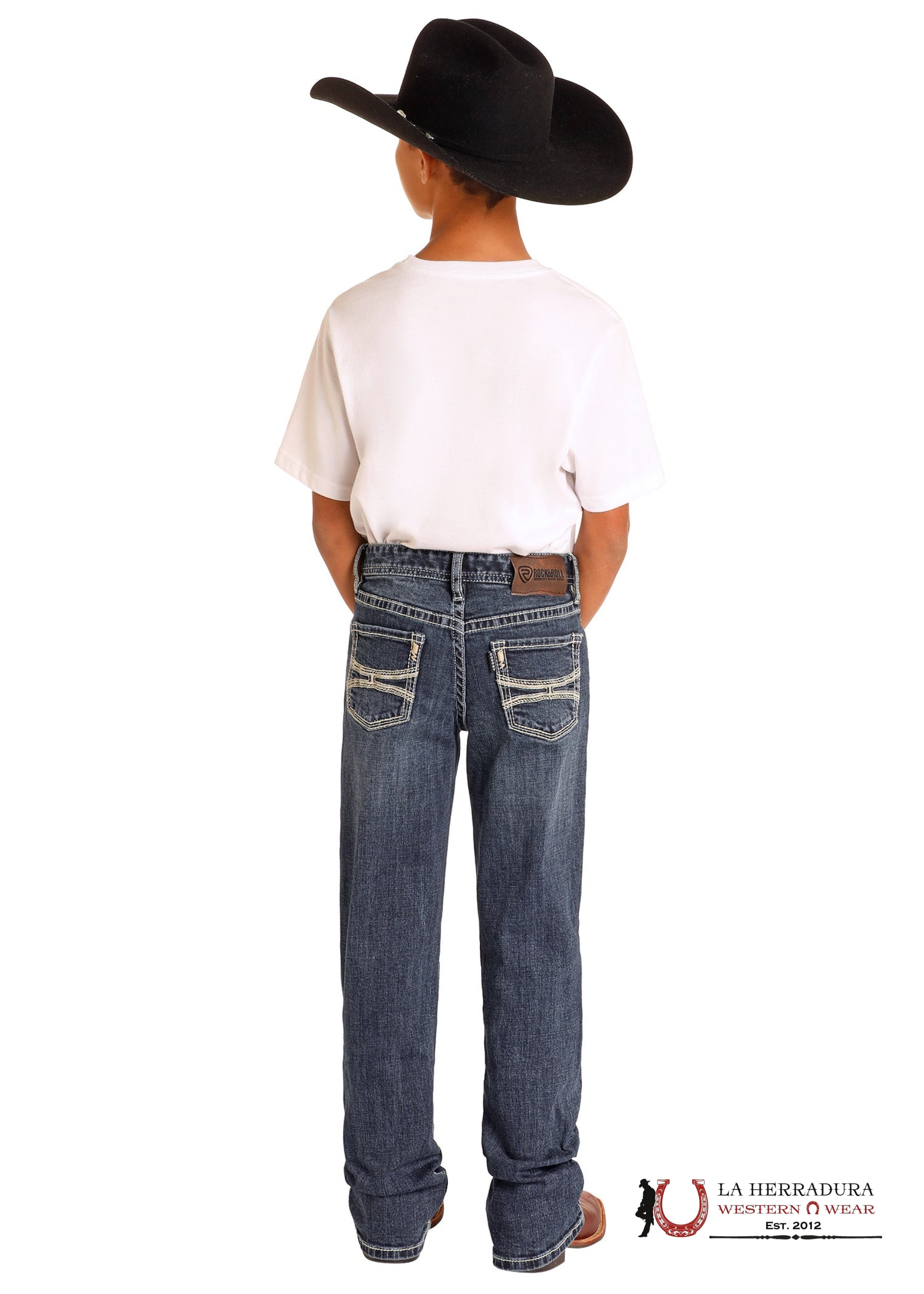 ROCK&ROLL JEANS BOYS MEDIUM WASH HY ROPE STITCH EMB REGULAR FIT/BOOTCUT HB0BD05036 NIÑOS