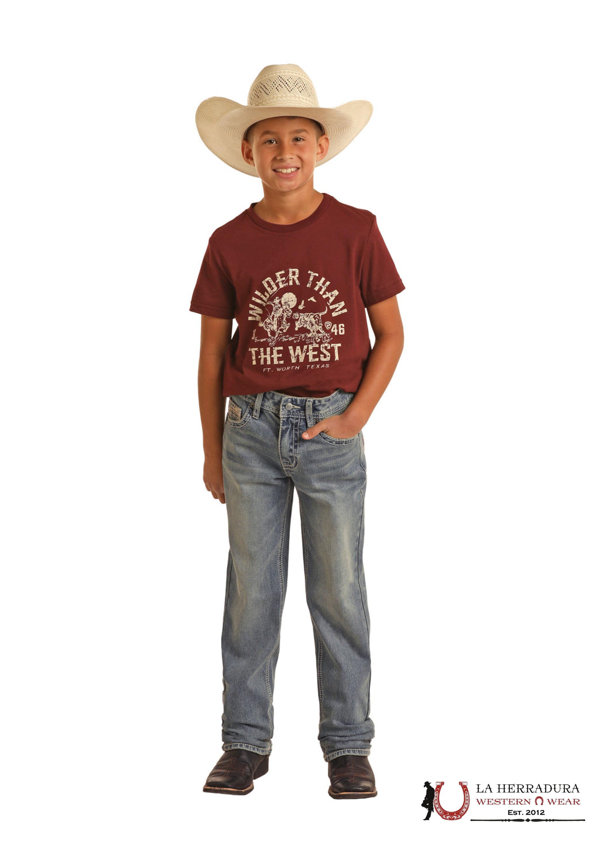 ROCK&ROLL JEANS BOYS SLIM FiT LIGHT VINTAGE TWOTONE LADDER STITCH REVOLVER BB1RD03664 NIÑOS