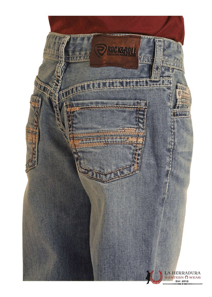 ROCK&ROLL JEANS BOYS SLIM FiT LIGHT VINTAGE TWOTONE LADDER STITCH REVOLVER BB1RD03664