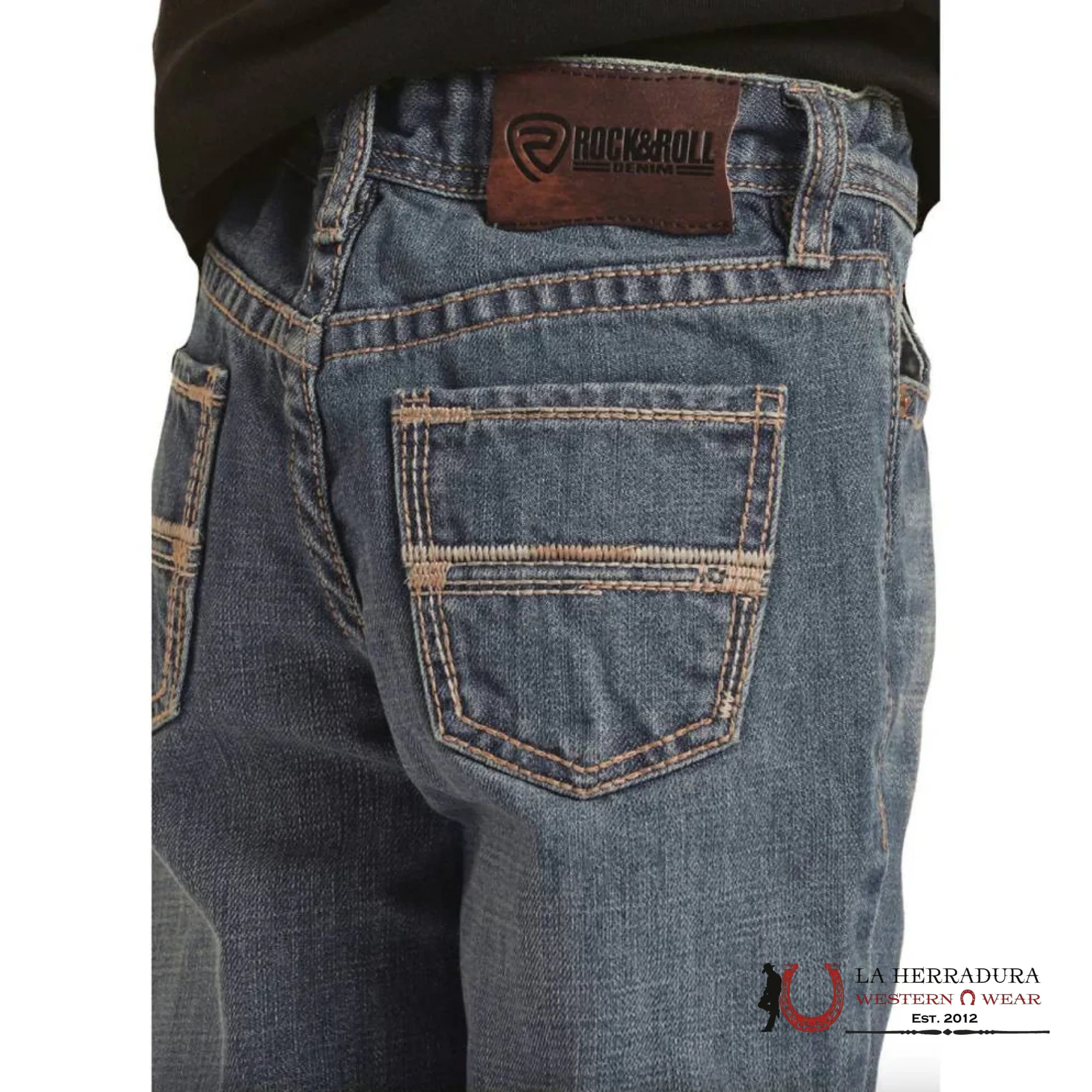 ROCK&ROLL JEANS BOYS SLIM FIT MEDIUM WASH STRAIGHT EMB REVOLVER BB1RD03124 NIÑOS