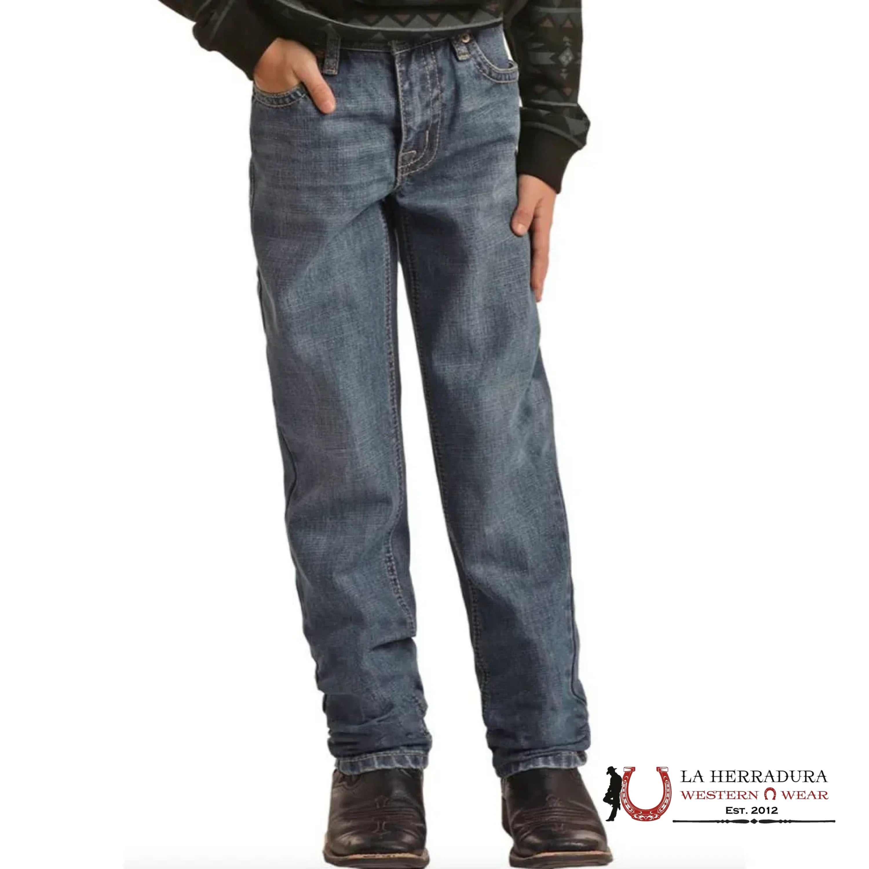ROCK&ROLL JEANS BOYS SLIM FIT MEDIUM WASH STRAIGHT EMB REVOLVER BB1RD03124 NIÑOS