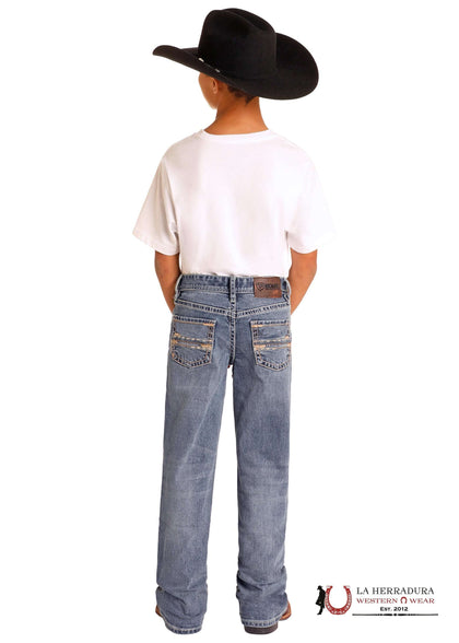 ROCK&ROLL JEANS KIDS BB GUN MEDIUM VINTAGE STRAIGHT EMB REGULAR FIT/BOOTCUT  BB0BD04814
