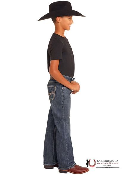 ROCK&ROLL JEANS KIDS BB GUN MEDIUM VINTAGE TWO TONE EMB REGULAR FIT/BOOTCUT BB0BD04813