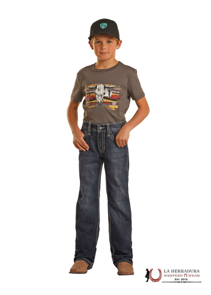 ROCK&ROLL JEANS KIDS BB GUN STRAIGHT RAISED DENIM DARK VINTAGE REGULAR FIT/BOOTCUT BB0BD02485