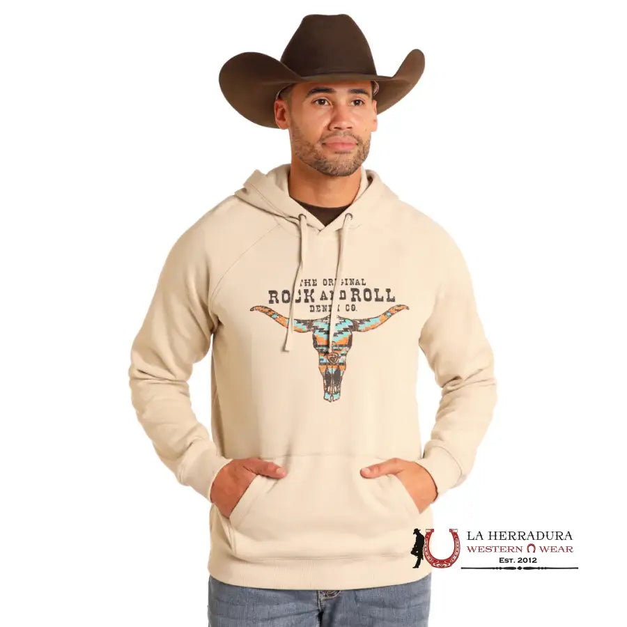 Rock & Roll Khaki Graphic Hoodie Ropa Hombres