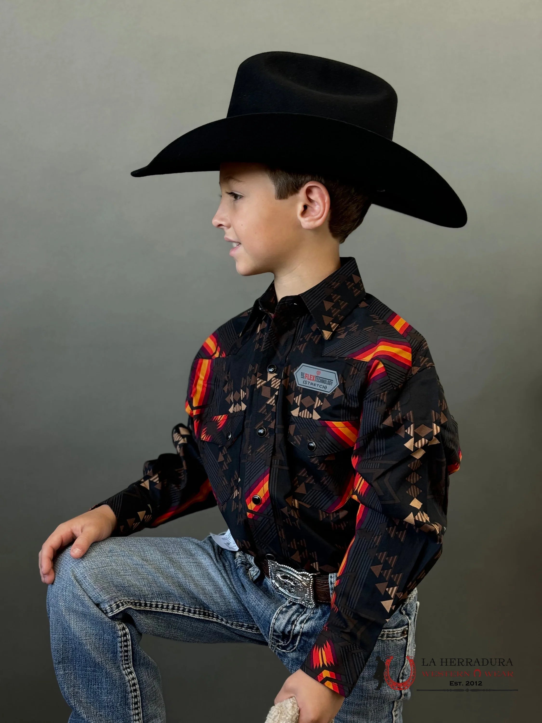 Rock&Roll Aztec Shirt Black/Red Niños