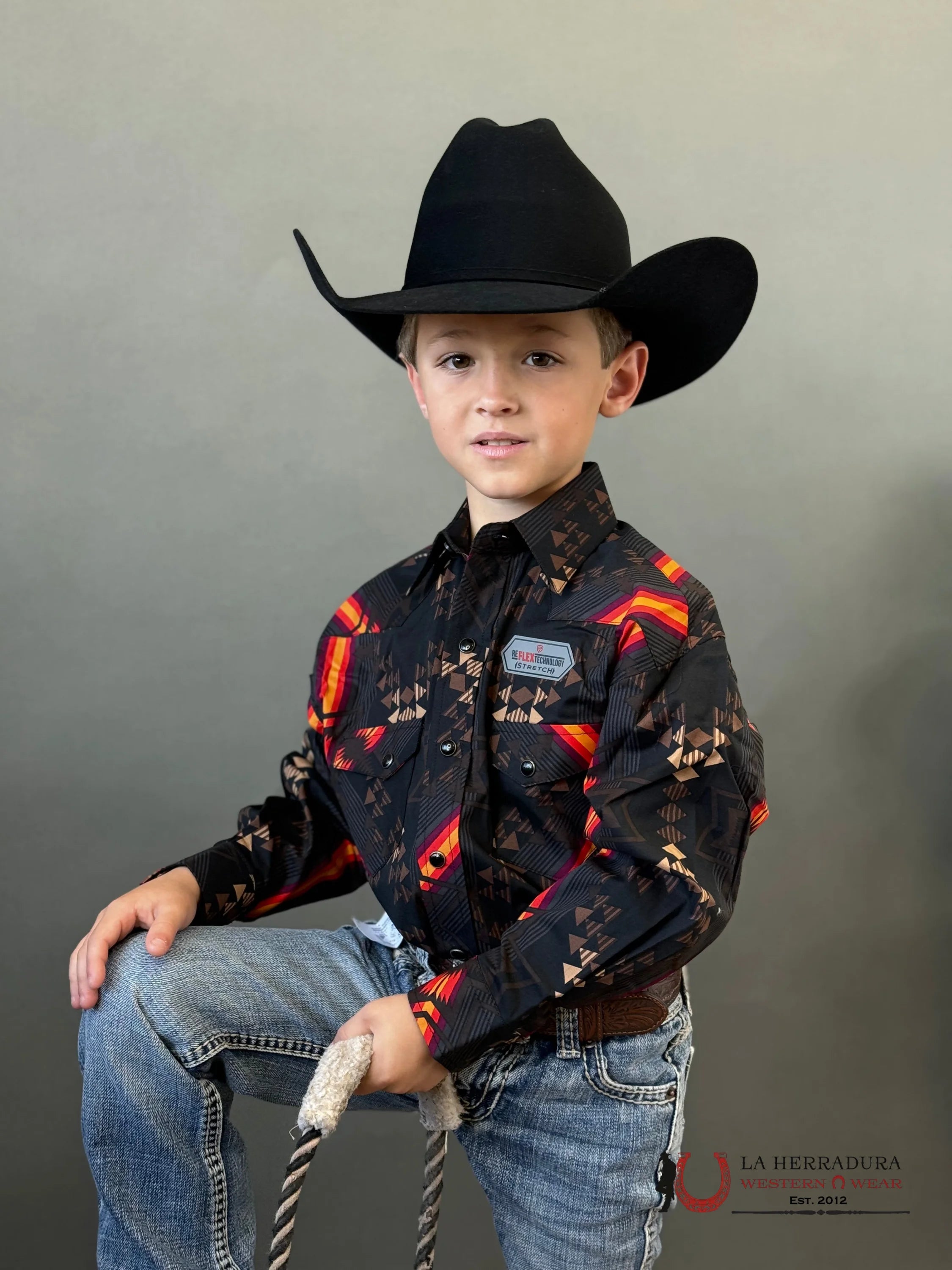 Rock&Roll Aztec Shirt Black/Red Niños