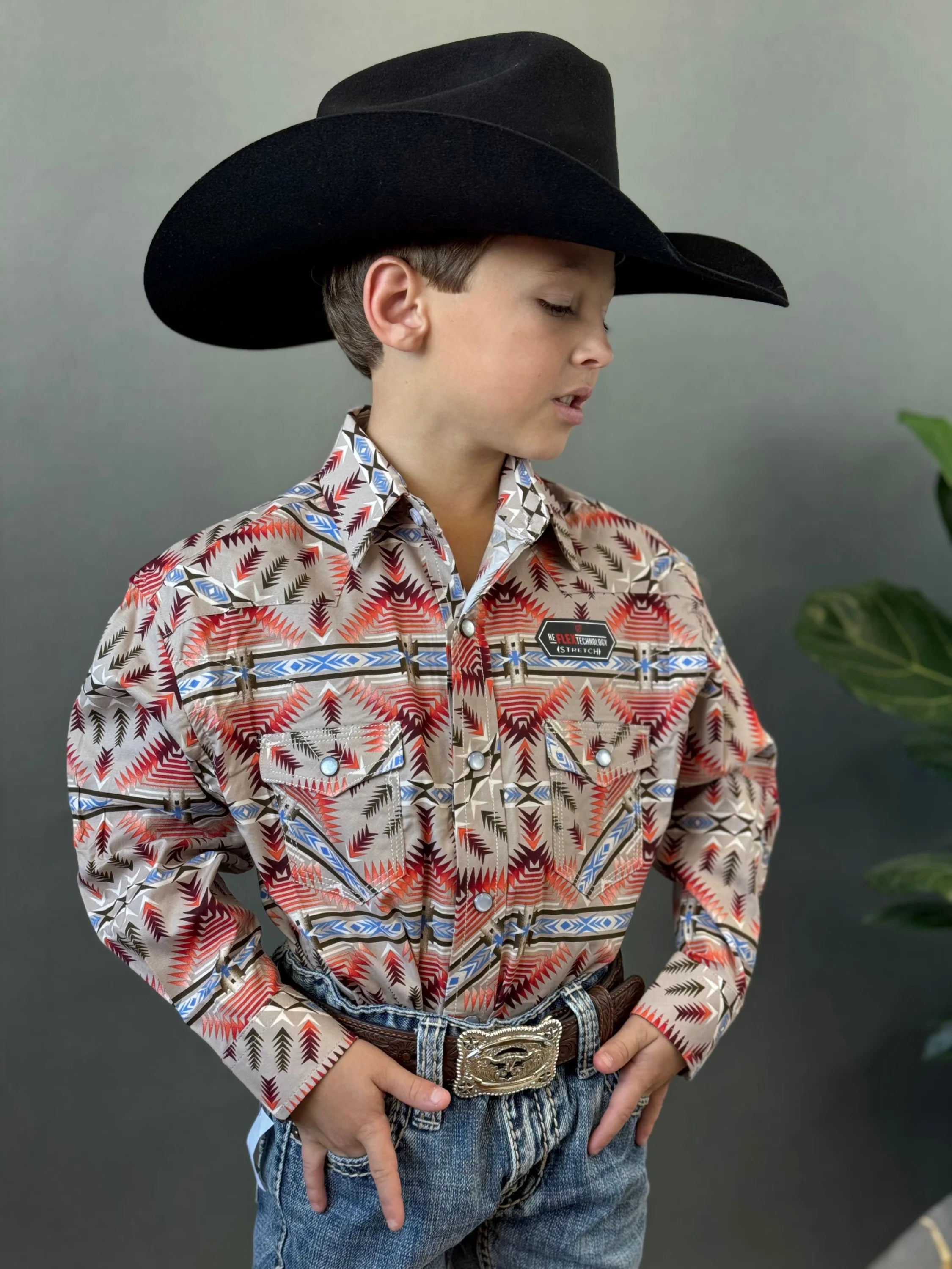 Rock&Roll Aztec Shirt Pink/Beige Niños