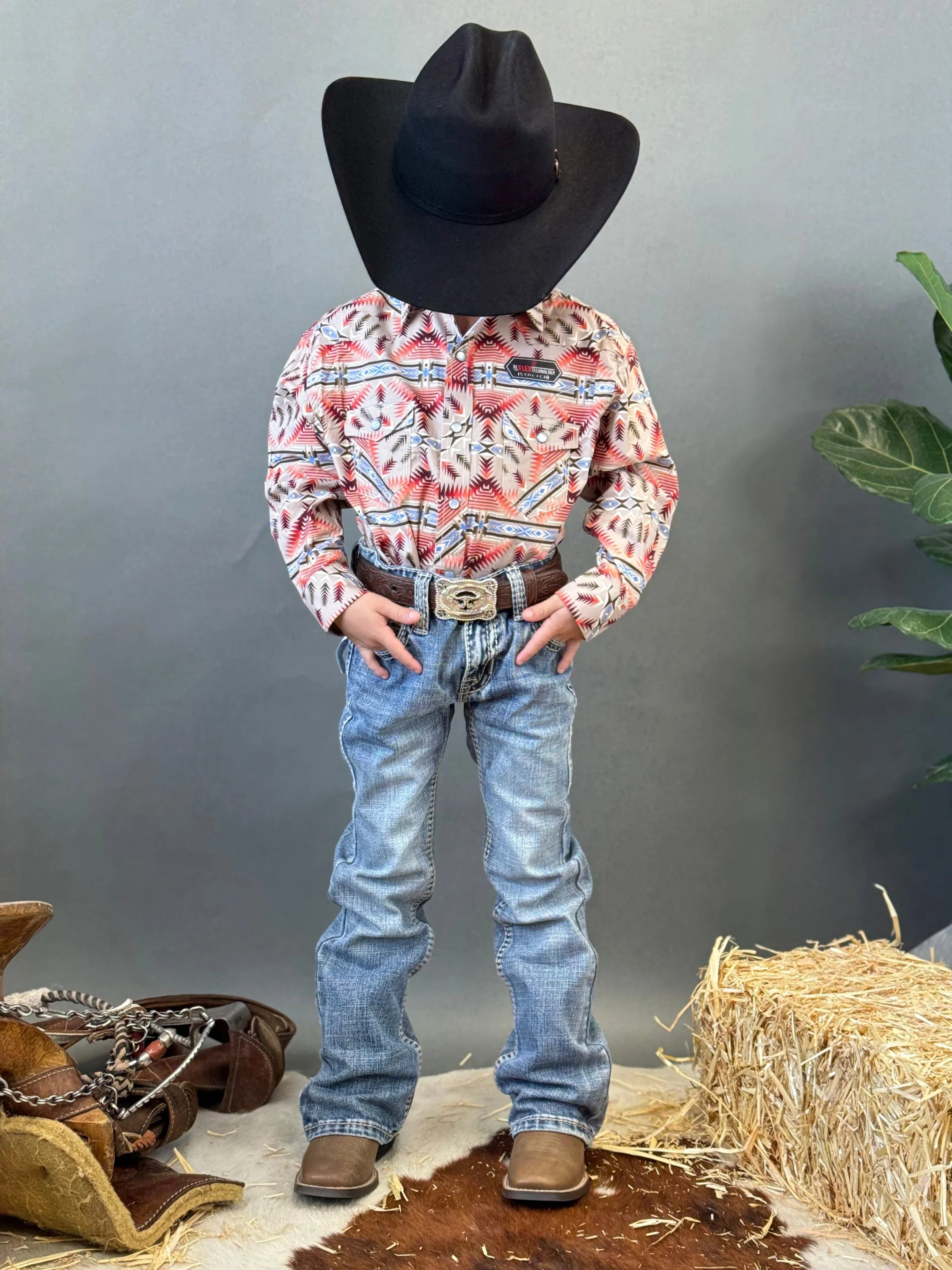 Rock&Roll Aztec Shirt Pink/Beige Niños