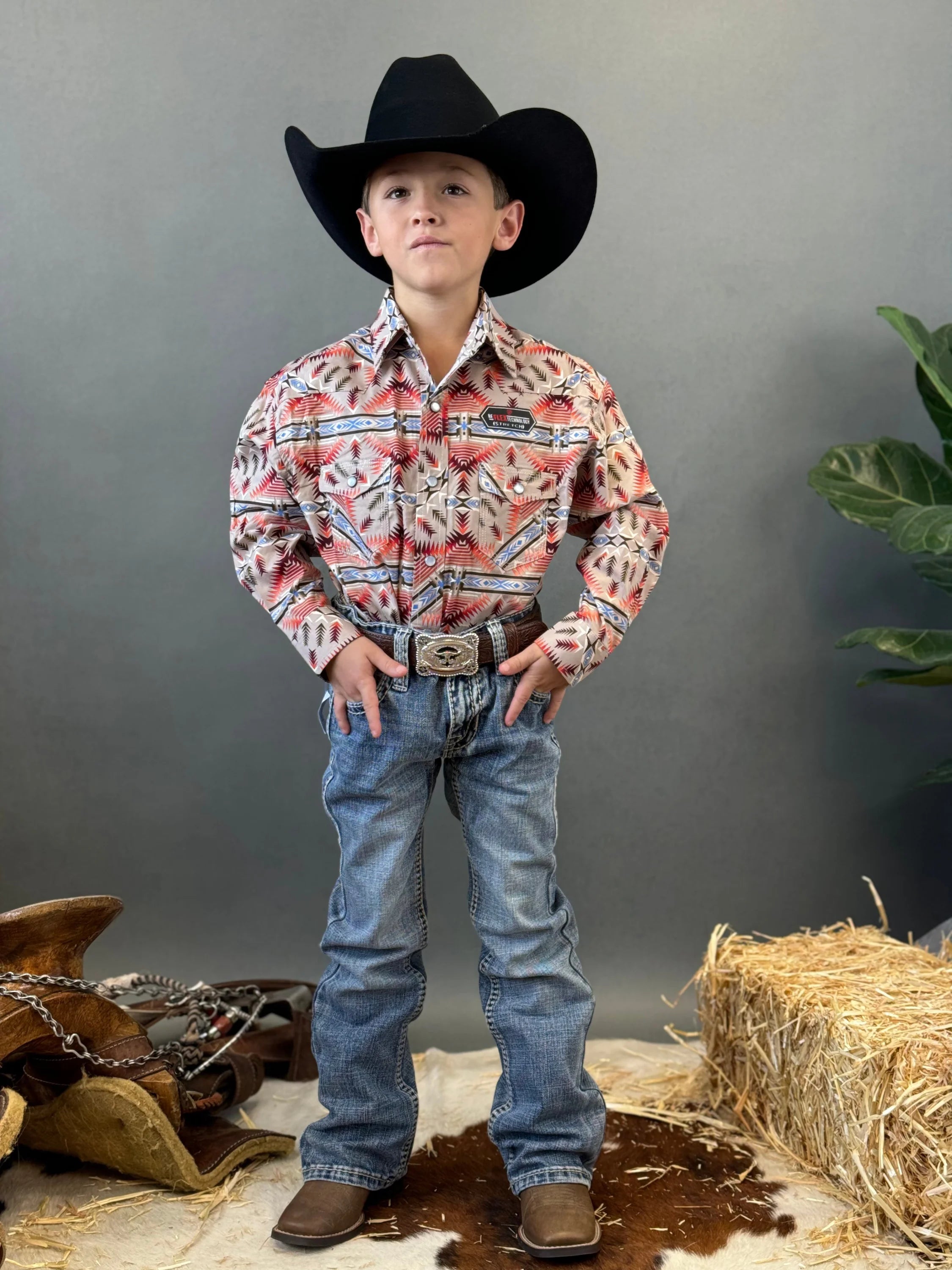 Rock&Roll Aztec Shirt Pink/Beige Niños