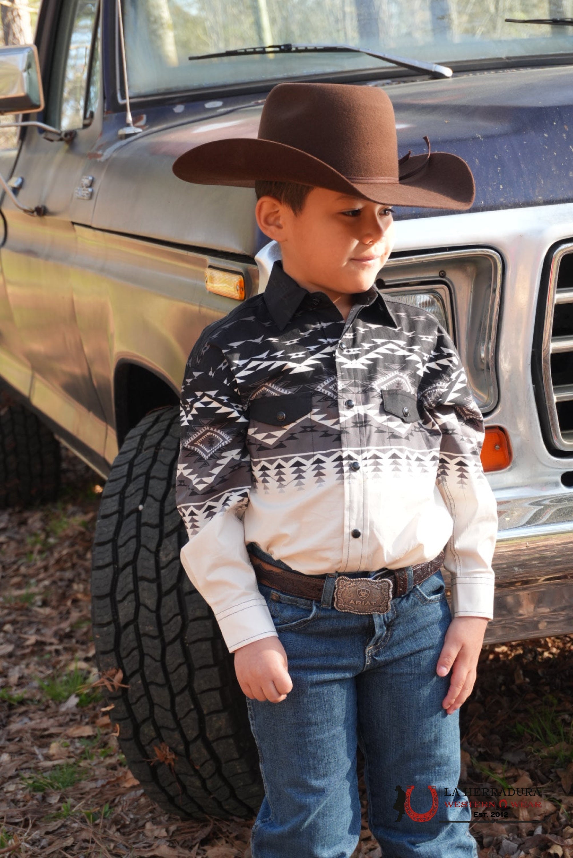 ROCK&ROLL KIDS -BOYS BLACK LS 2PKT BORDER WOVEN SNAP BBN2S02511 NIÑOS