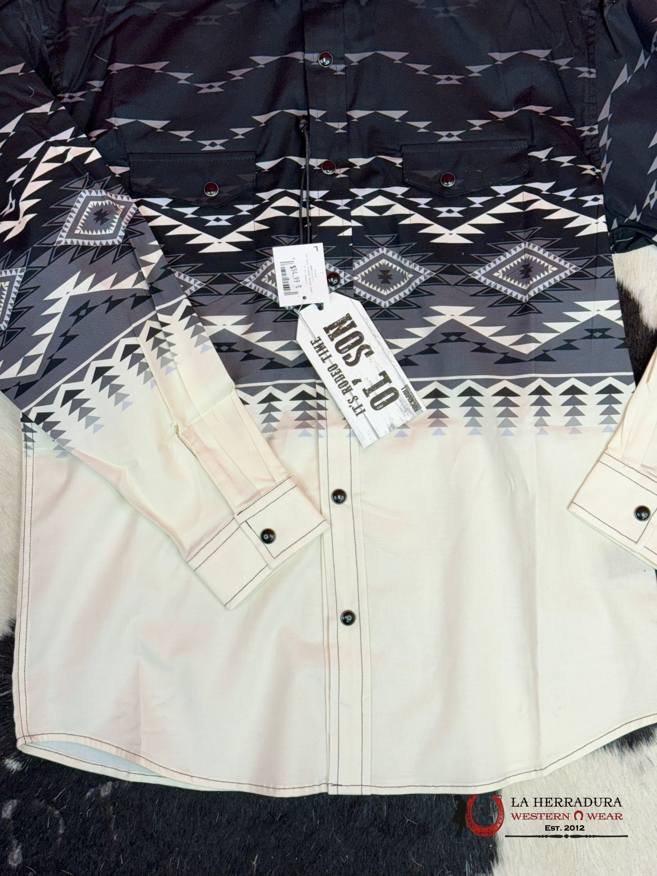 ROCK&ROLL KIDS -BOYS BLACK LS 2PKT BORDER WOVEN SNAP BBN2S02511 NIÑOS