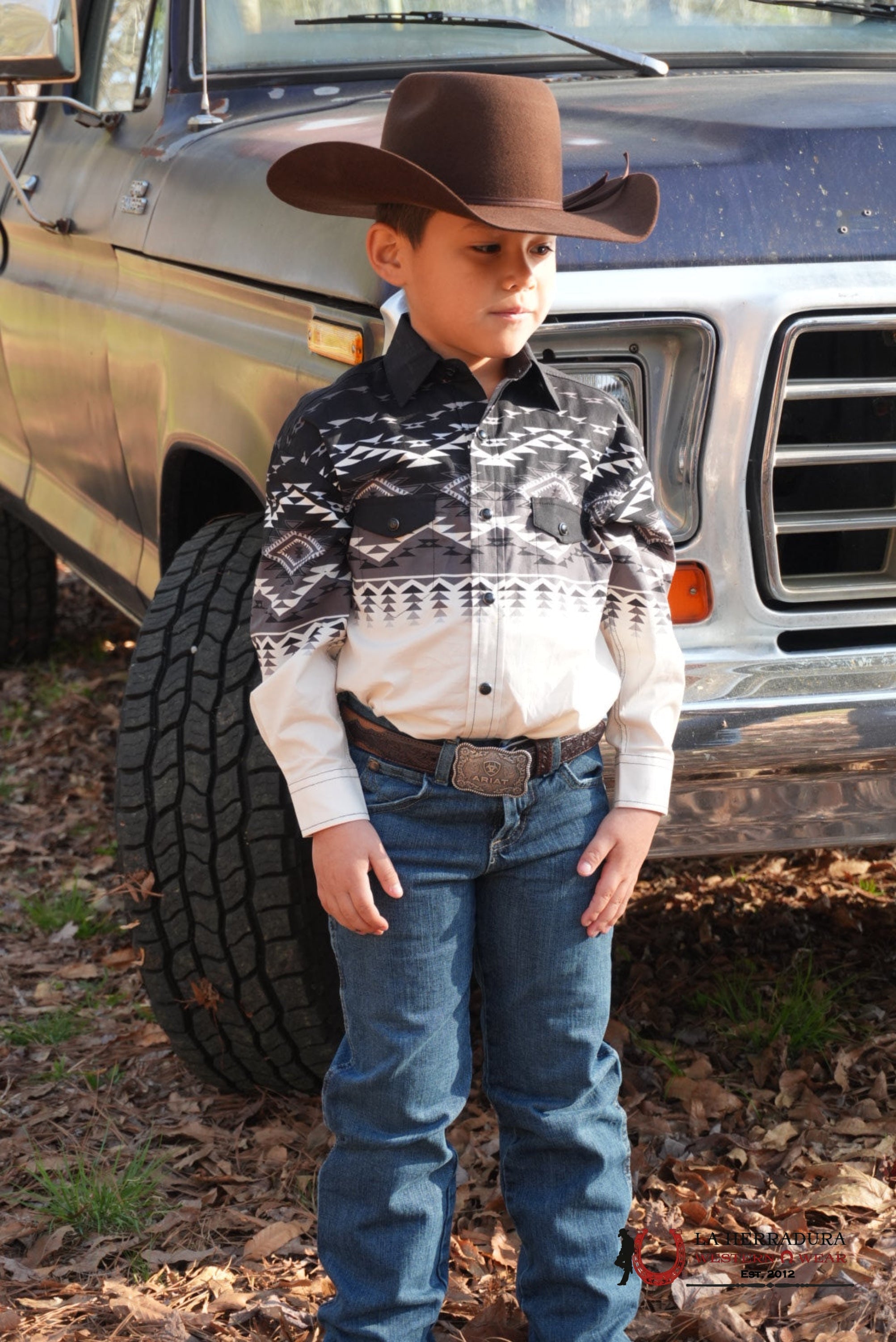 ROCK&ROLL KIDS -BOYS BLACK LS 2PKT BORDER WOVEN SNAP BBN2S02511 NIÑOS