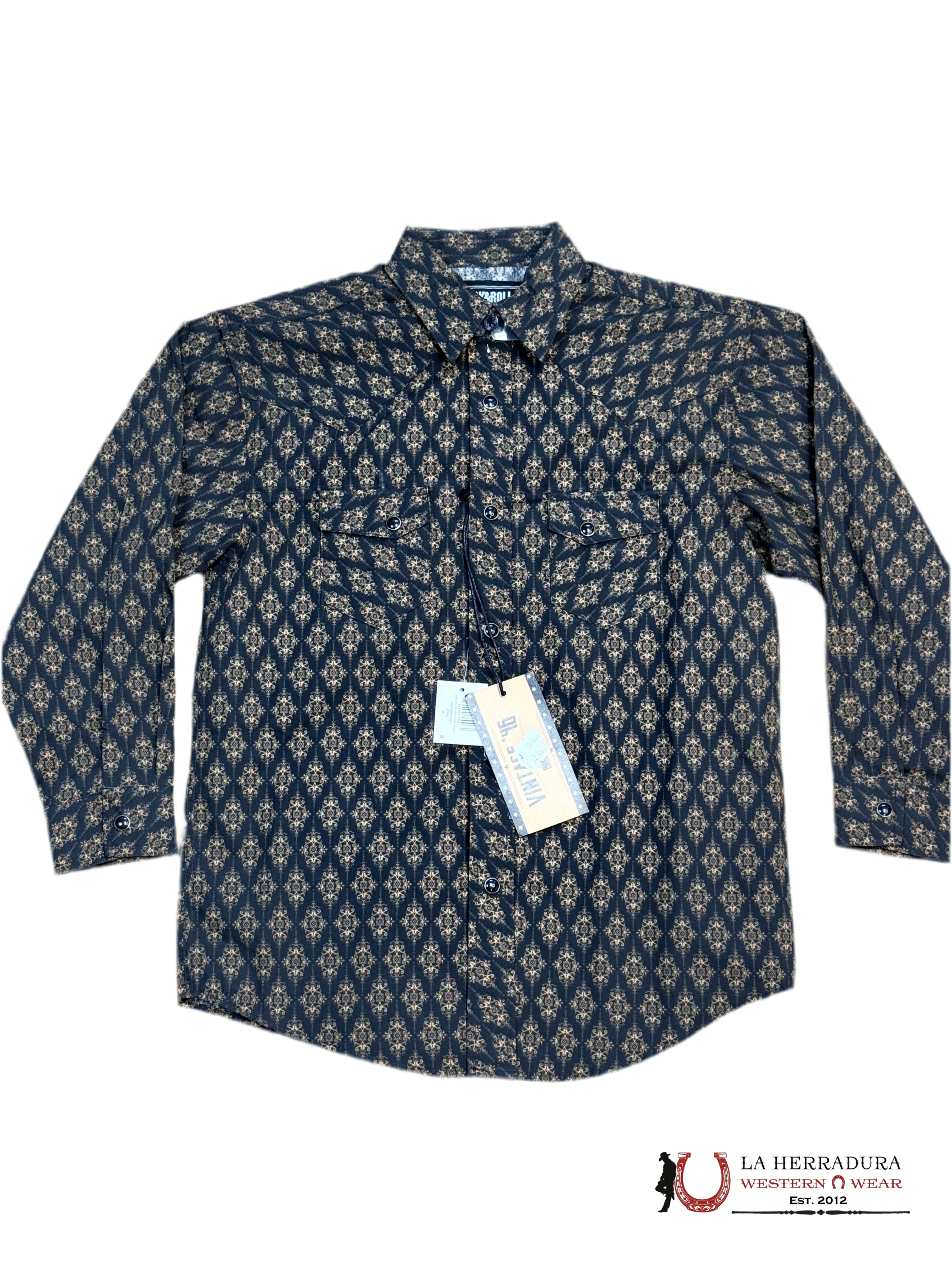 ROCK&ROLL KIDS -BOYS BLACK LS 2PKT MEDALLION VINTAGE SNAP VBN2S02506 NIÑOS