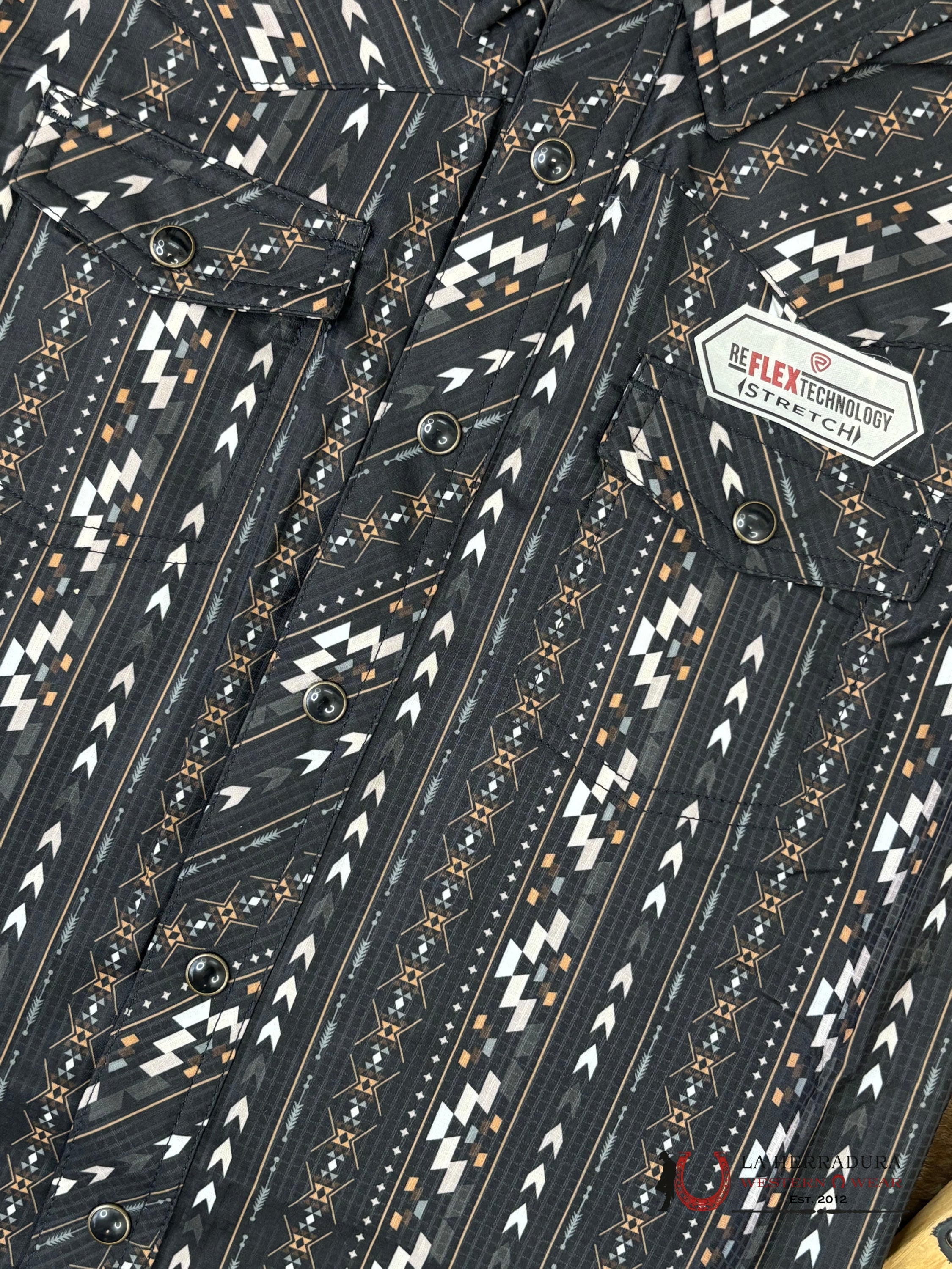 Rock&Roll Black With Multi Color Aztec Print Short Sleeve Short Boys - 5956 NIÑOS