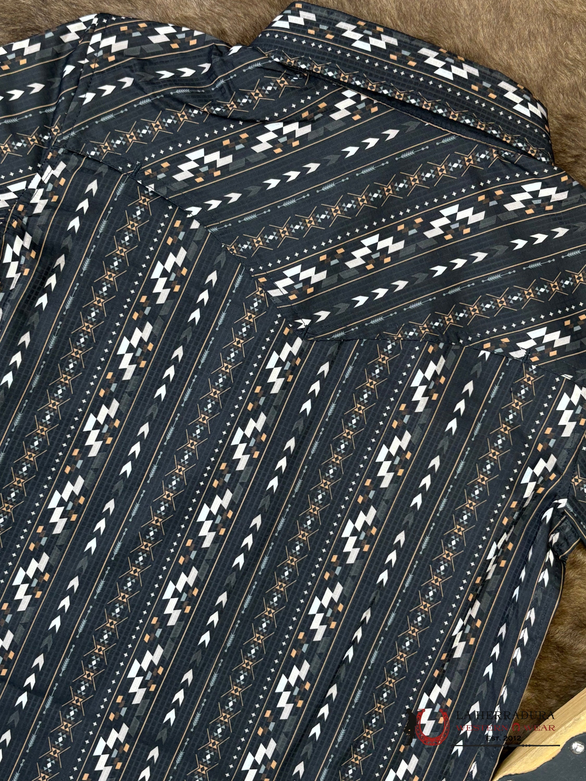 Rock&Roll Black With Multi Color Aztec Print Short Sleeve Short Boys - 5956 NIÑOS