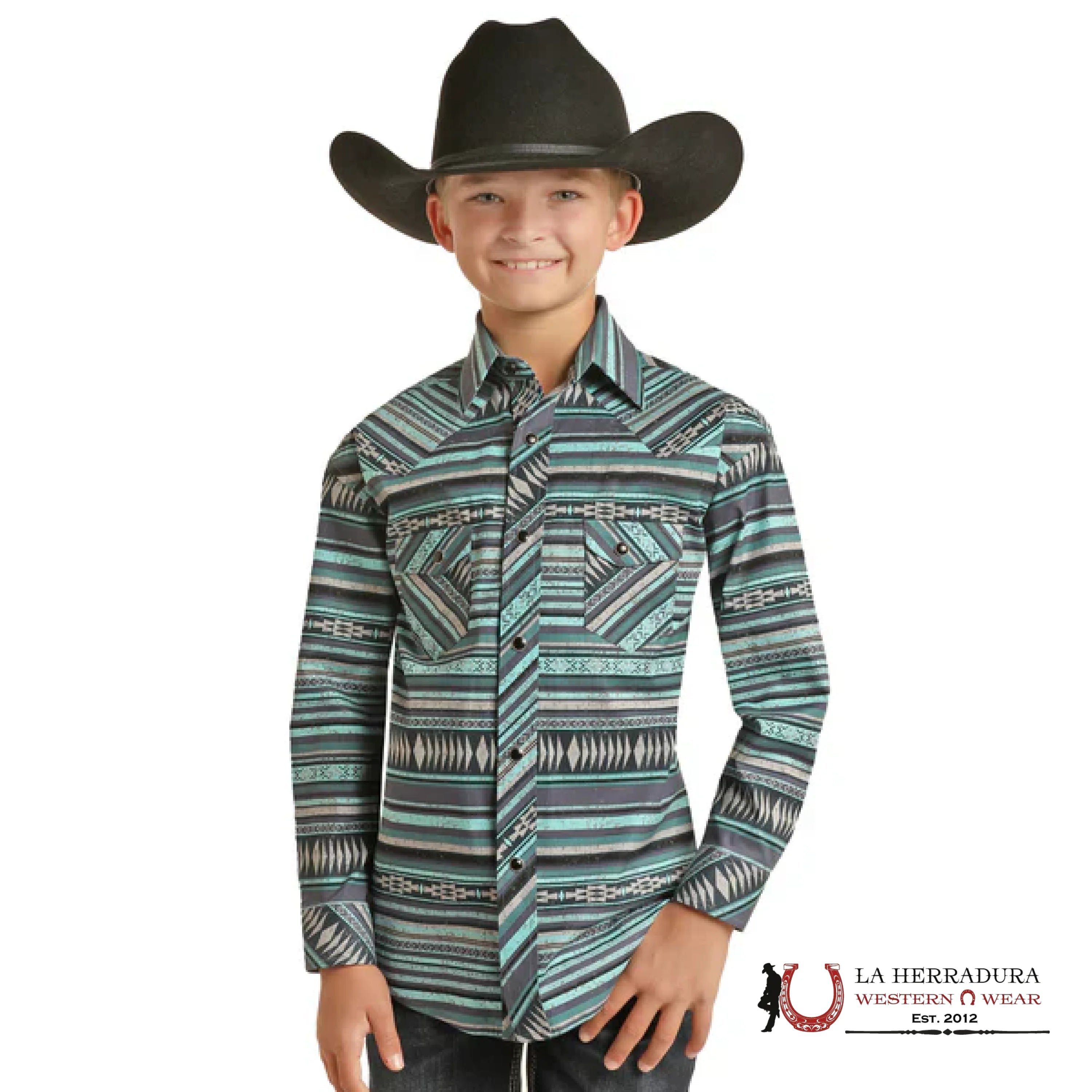 ROCK&ROLL KIDS -BOYS BLUE AZTEC STRIPE POPLIN RRBSOSRZ1G NIÑOS