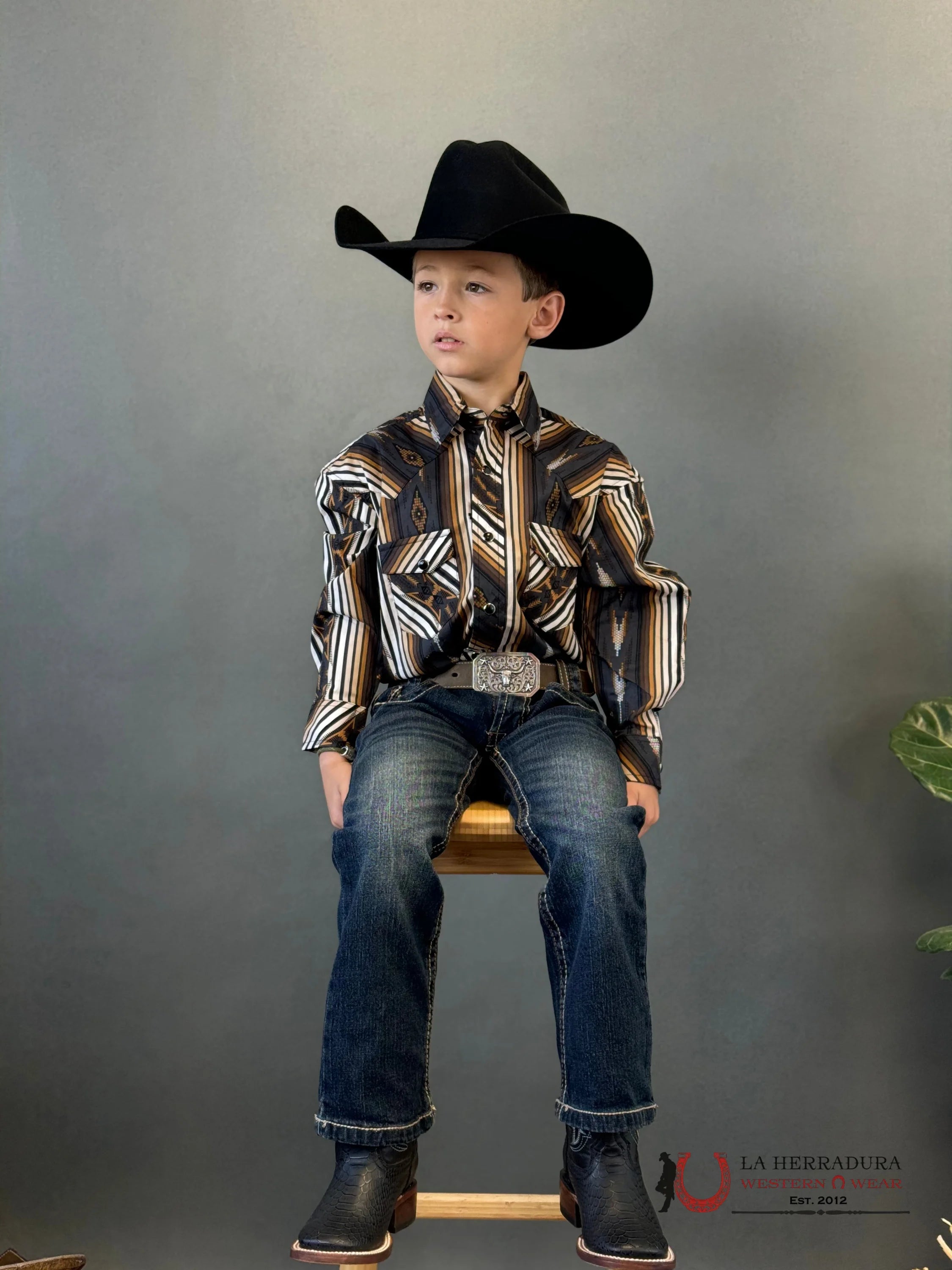 Rock&Roll Aztec Shirt Black/Yellow Niños