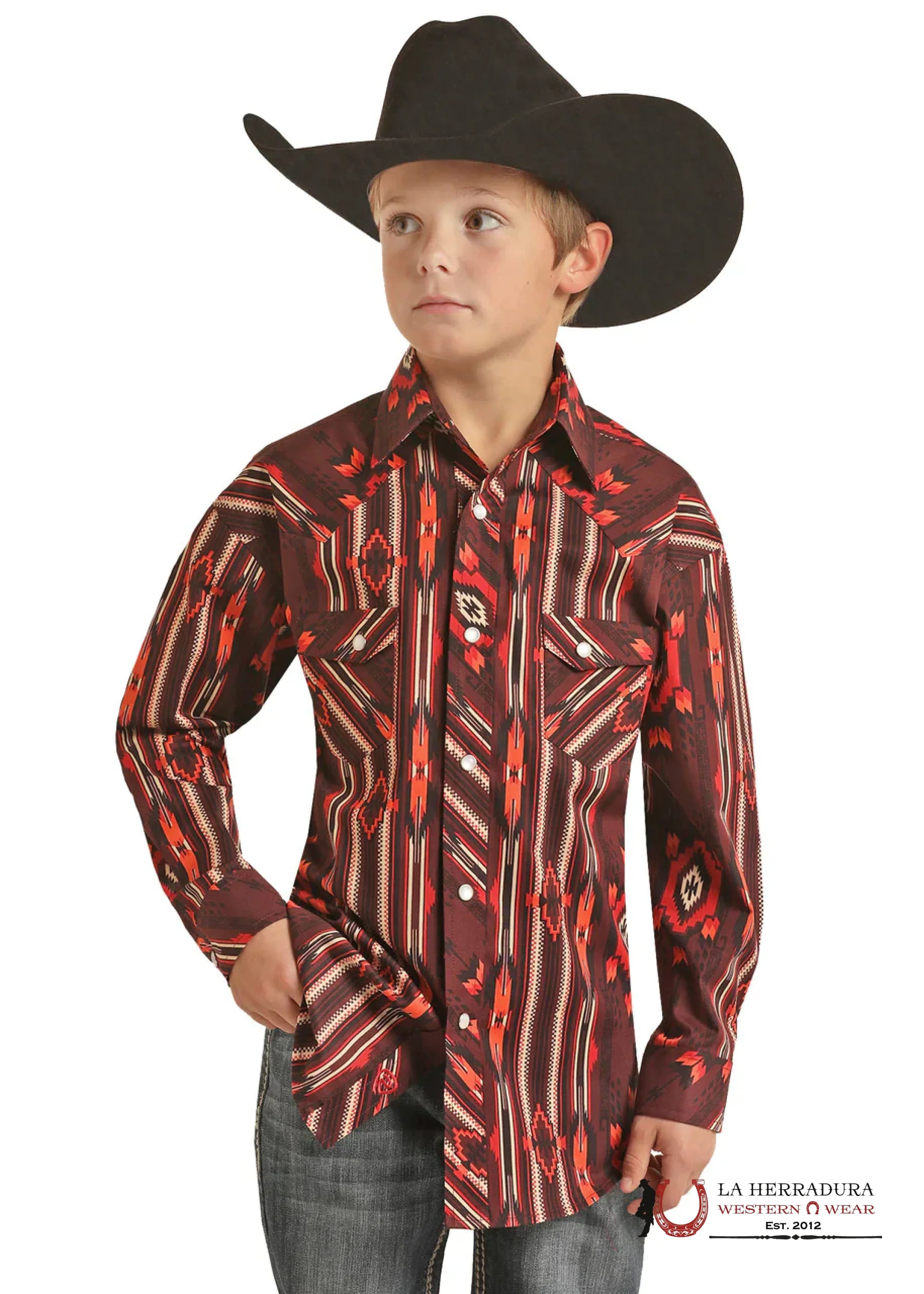 ROCK&ROLL KIDS -BOYS BURGUNDY AZTEC POPLIN RRBSOSRZ1K NIÑOS